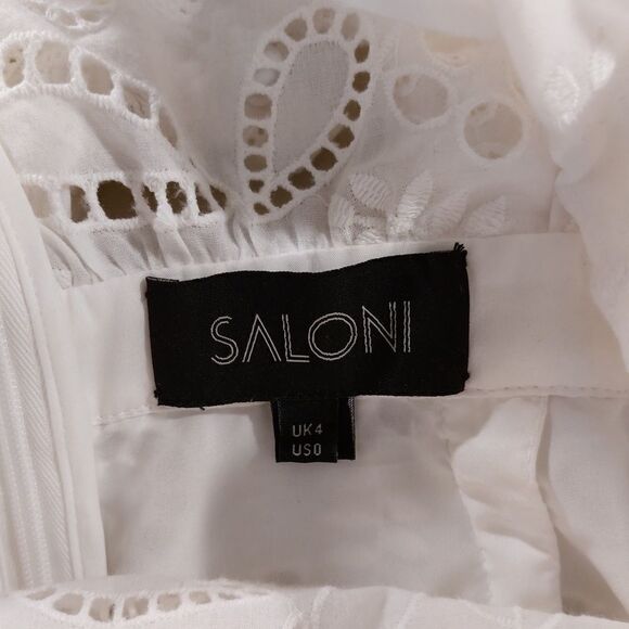 SALONI Olivia Midi Dress in French White Lace - Picture 13 of 14